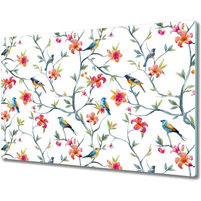 Coloray - 80x52 - Oiseaux sur les branches - 80x52 cm - Protection en verre pour plaques à induction - Publicité Coloray - 80x52 - Oiseaux sur les branches - 80x52 cm - Protection en verre pour plaques à induction - Publicité