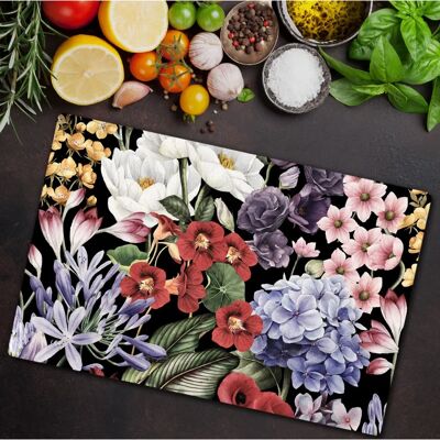 Coloray - Planche Verre Trempé 80x52 - 80x52cm - Fleurs En Floraison - Cutting board Coloray - Planche Verre Trempé 80x52 - 80x52cm - Fleurs En Floraison - Cutting board