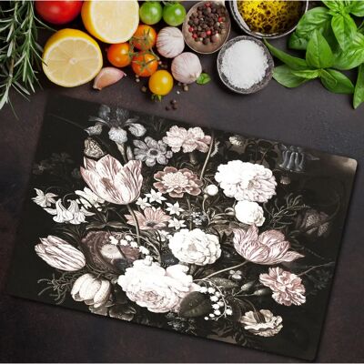 Coloray - Planche à découper en verre imprimée fleurs vintage 80x52 - Cutting Board Coloray - Planche à découper en verre imprimée fleurs vintage 80x52 - Cutting Board