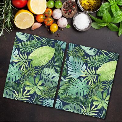 Coloray - Deska do Krojenia ze Szklanego - Tropiczne Liście - 2x40x52 cm Coloray - Deska do Krojenia ze Szklanego - Tropiczne Liście - 2x40x52 cm