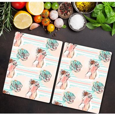 Coloray 2x40x52 Parrot Roses - Stovetop Cover Coloray 2x40x52 Parrot Roses - Stovetop Cover