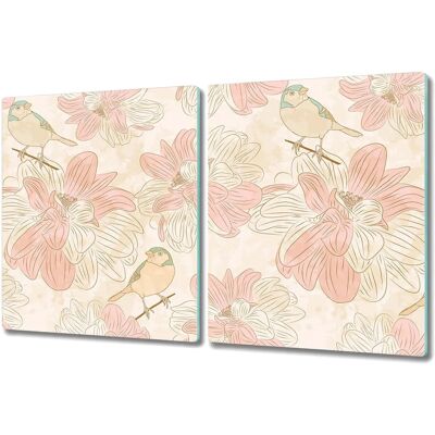 Coloray - Housse Pour Plaque De Cuisson À Induction 2x40x52 cm - Oiseaux Beige Rose Clair - 2x40x52 cm - Cooktop Cover Coloray - Housse Pour Plaque De Cuisson À Induction 2x40x52 cm - Oiseaux Beige Rose Clair - 2x40x52 cm - Cooktop Cover