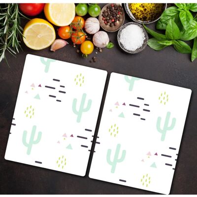 Coloray - Protection Plaque Induction Planche À Découper - 2x40x52 - Cactus Et Géométrie - cutting board - Publicité Coloray - Protection Plaque Induction Planche À Découper - 2x40x52 - Cactus Et Géométrie - cutting board - Publicité