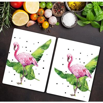 Coloray - 2x40x52 - Flamingo Liście - Deska do krojenia ze szkła Coloray - 2x40x52 - Flamingo Liście - Deska do krojenia ze szkła