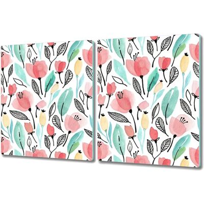 Coloray 2x40x52 Fleurs Aquarelles Rouges Planche à découper - Publicité Coloray 2x40x52 Fleurs Aquarelles Rouges Planche à découper - Publicité