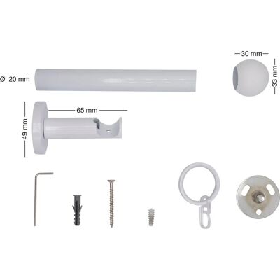 MYDECO 20mm Ball Wandträger 6,5 cm Gardinenstange - Gardinenstange MYDECO 20mm Ball Wandträger 6,5 cm Gardinenstange - Gardinenstange