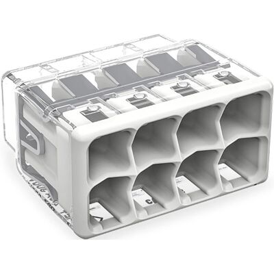 Wago 2273-208 Snelle Aansluitklem - Voor vaste geleiders, Transparant/Lichtgrijs Wago 2273-208 Snelle Aansluitklem - Voor vaste geleiders, Transparant/Lichtgrijs