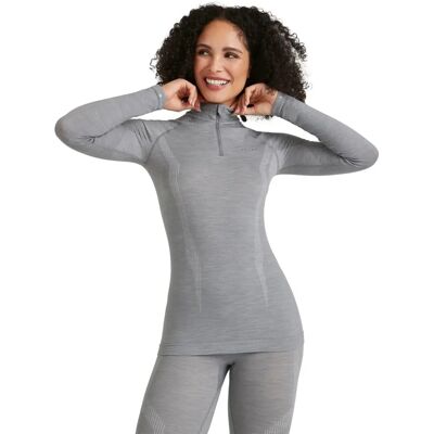 Koszulka techniczna Falke z wełny szara Heather - Długi rękaw, zamek, Extra Small Koszulka techniczna Falke z wełny szara Heather - Długi rękaw, zamek, Extra Small