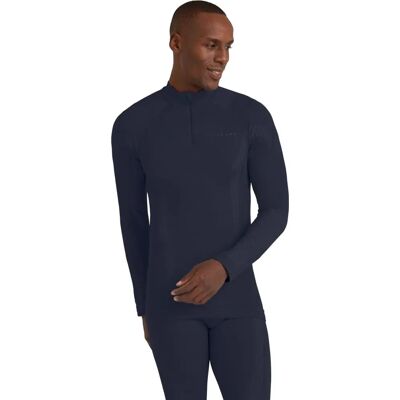 Falke Wool Tech Space Blue Long Sleeve Zip Shirt - Shirt Falke Wool Tech Space Blue Long Sleeve Zip Shirt - Shirt
