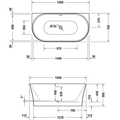 Duravit DuraSenja Weiße stoßfestige Acrylbadewanne - Badezimmerartikel Duravit DuraSenja Weiße stoßfestige Acrylbadewanne - Badezimmerartikel
