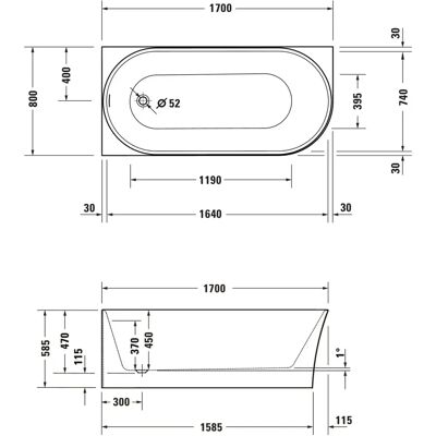 Duravit DuraSenja Badewanne - Ecke links, 1700x800mm Duravit DuraSenja Badewanne - Ecke links, 1700x800mm