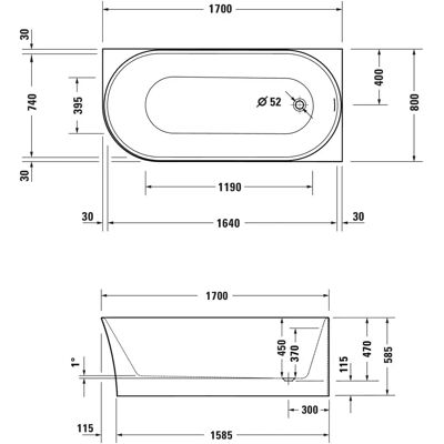 Duravit DuraSenja Biała wanna narożna 1700x800mm Duravit DuraSenja Biała wanna narożna 1700x800mm