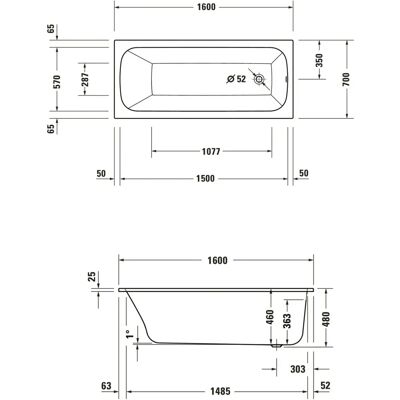 Vas de baie Duravit Qatego - Dreptunghiular, 1600x700mm, Alb Vas de baie Duravit Qatego - Dreptunghiular, 1600x700mm, Alb