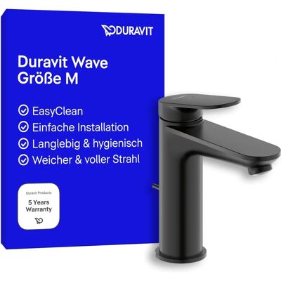 Mingea monocomandă Duravit Wave - Proiecție 122 mm - Negru Mat Mingea monocomandă Duravit Wave - Proiecție 122 mm - Negru Mat