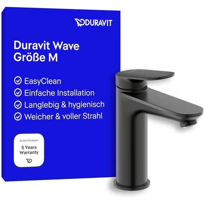 Duravit Wave Einhebel-Waschtischmischer - 122mm Ausladung, Schwarz Matt Duravit Wave Einhebel-Waschtischmischer - 122mm Ausladung, Schwarz Matt