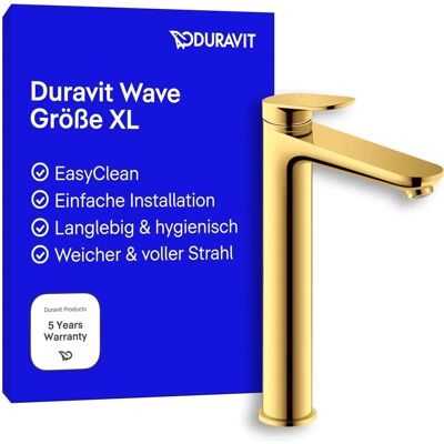 Robinet de lavoar Duravit Wave - Auriu Polished - Model WA10400020 - Baie Modernă Robinet de lavoar Duravit Wave - Auriu Polished - Model WA10400020 - Baie Modernă