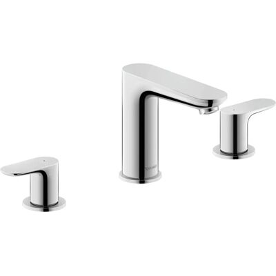 Grifo moderno de cromo Duravit - Proyección 129mm, 3 orificios Grifo moderno de cromo Duravit - Proyección 129mm, 3 orificios