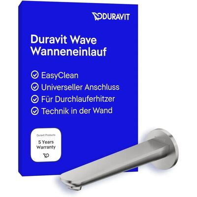 Duravit WAVE Wanneneinlauf Edelstahl Gebürstet - 202mm Duravit WAVE Wanneneinlauf Edelstahl Gebürstet - 202mm