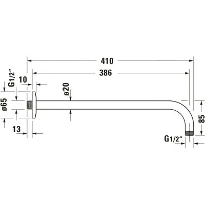 Duravit braț de duș din oțel inoxidabil periat - 410mm - Rozetă rotundă Duravit braț de duș din oțel inoxidabil periat - 410mm - Rozetă rotundă