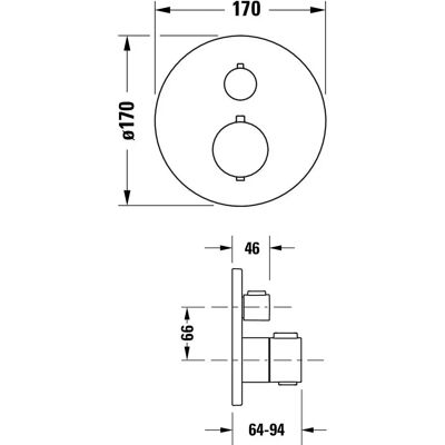 Duravit Thermostatarmatur - Unterputz, 2 Verbraucher, Schwarz Matt Duravit Thermostatarmatur - Unterputz, 2 Verbraucher, Schwarz Matt