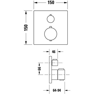 Ventil de duș termostatic Duravit - Încastrat, 2 ieșiri, Negru Mat Ventil de duș termostatic Duravit - Încastrat, 2 ieșiri, Negru Mat