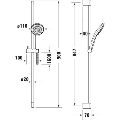 Duravit Brauseset 90 cm mit Handbrause 3jet 11 cm MinusFlow - Duschset Duravit Brauseset 90 cm mit Handbrause 3jet 11 cm MinusFlow - Duschset