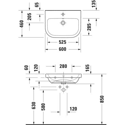 Duravit D-Code Waschbecken - Weiß Hochglanz, 600x460 mm, mit Überlauf Duravit D-Code Waschbecken - Weiß Hochglanz, 600x460 mm, mit Überlauf
