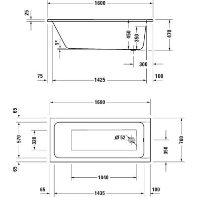 Duravit D-Code Badewanne - Rechteckige, stoßfestige Acryl - 1600x700mm Duravit D-Code Badewanne - Rechteckige, stoßfestige Acryl - 1600x700mm