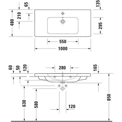 Duravit D-Code Möbelwaschtisch - Weiß, 1000x480mm, mit Überlauf Duravit D-Code Möbelwaschtisch - Weiß, 1000x480mm, mit Überlauf