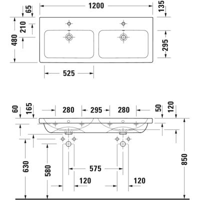 Duravit D-Code Doppelwaschtisch - Elegant, Langlebig, Wandmontage Duravit D-Code Doppelwaschtisch - Elegant, Langlebig, Wandmontage