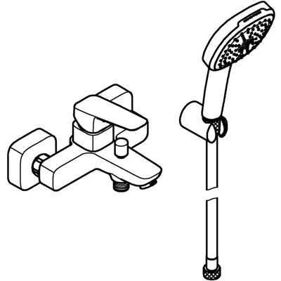 Grohe Cubeo Wandmontage Badarmatur mit Brausegarnitur - Schwarz Grohe Cubeo Wandmontage Badarmatur mit Brausegarnitur - Schwarz