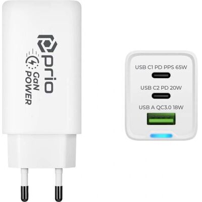 prio GaN Power 65W USB Ladegerät - Schnell, Kompakt, Mehrfachanschluss prio GaN Power 65W USB Ladegerät - Schnell, Kompakt, Mehrfachanschluss