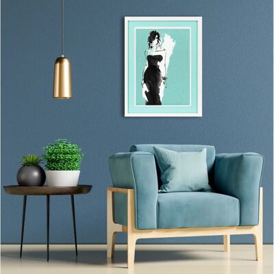 QUEENCE - Skizze Mode türkis - 40 x 50 cm - Gerahmte Wandkunst QUEENCE - Skizze Mode türkis - 40 x 50 cm - Gerahmte Wandkunst