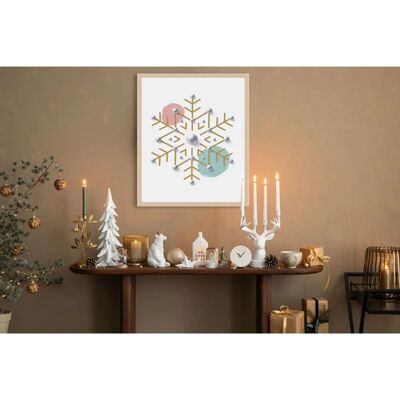QUEENCE - Schneeflocke gold - weiß - Naturrahmen - Gerahmte Wandkunst QUEENCE - Schneeflocke gold - weiß - Naturrahmen - Gerahmte Wandkunst
