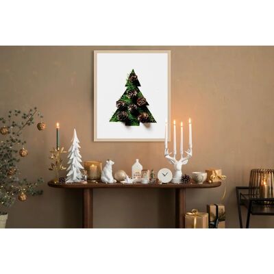 QUEENCE - Tannenbaum - Weiß - 50x70 cm - Gerahmte Wandkunst QUEENCE - Tannenbaum - Weiß - 50x70 cm - Gerahmte Wandkunst