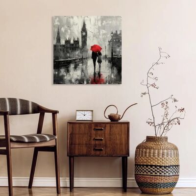 QUEENCE - Big Ben bei Regen - Rot - 60x60x1.5 cm - Canvas Print QUEENCE - Big Ben bei Regen - Rot - 60x60x1.5 cm - Canvas Print