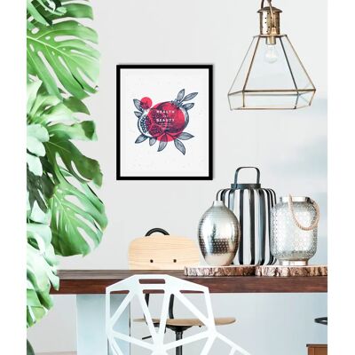 QUEENCE - Eslan - 30x40 cm - Rot - Gerahmtes Kunstdruck QUEENCE - Eslan - 30x40 cm - Rot - Gerahmtes Kunstdruck
