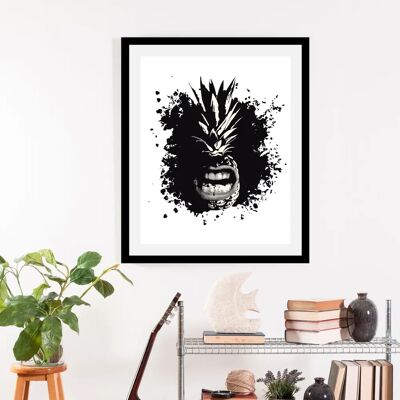 QUEENCE - Angry Pineapple - 30x40 cm - Schwarzer Rahmen - Wall art QUEENCE - Angry Pineapple - 30x40 cm - Schwarzer Rahmen - Wall art