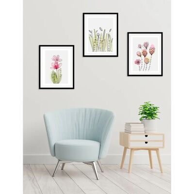 QUEENCE Set Flora Dream - Blumen Wandbild, 30x40cm, gerahmt, rosa/grün QUEENCE Set Flora Dream - Blumen Wandbild, 30x40cm, gerahmt, rosa/grün