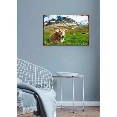 QUEENCE - Kuhwiese - 45x30 cm - braun - Metall-Wandkunst QUEENCE - Kuhwiese - 45x30 cm - braun - Metall-Wandkunst