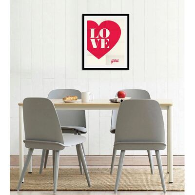 QUEENCE - Love you - 30x40 cm - roter Rahmen - Wandbilddruck QUEENCE - Love you - 30x40 cm - roter Rahmen - Wandbilddruck