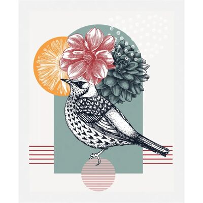 QUEENCE Birdy Rosa Wandbild - Hochformat - 50x70 cm QUEENCE Birdy Rosa Wandbild - Hochformat - 50x70 cm
