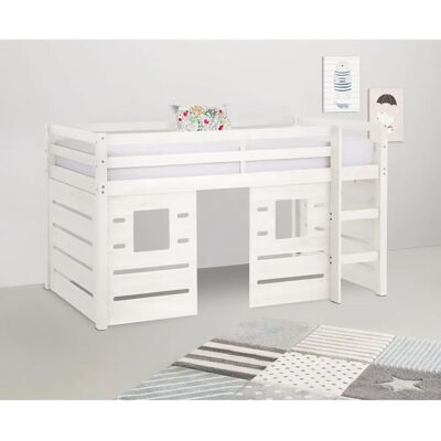 Lüttenhütt Alpi Hochbett weiß - Kinder Holzbett Lüttenhütt Alpi Hochbett weiß - Kinder Holzbett