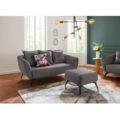 Leonique Baggio 2,5-Sitzer Sofa Velours schwarz 196x80x103cm Leonique Baggio 2,5-Sitzer Sofa Velours schwarz 196x80x103cm