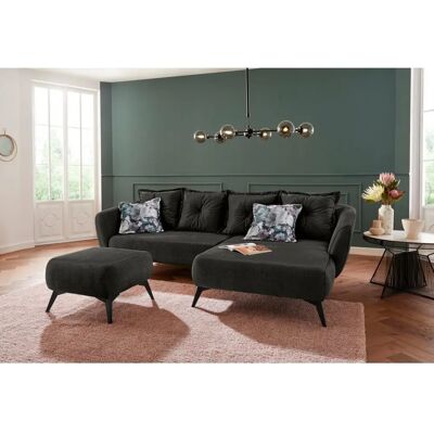 INOSIGN Baggio L-Form Sofa - Veloursstoff, Recamiere rechts, Grau INOSIGN Baggio L-Form Sofa - Veloursstoff, Recamiere rechts, Grau