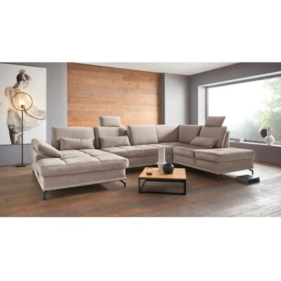 Wohnlandschaft Costello Samtoptik - U-Form, Reversibler Recamiere Wohnlandschaft Costello Samtoptik - U-Form, Reversibler Recamiere
