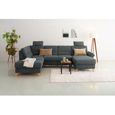 HOME AFFAIRE Westerland U-Form Sofa - U-förmiger, blau/grau, Polyester HOME AFFAIRE Westerland U-Form Sofa - U-förmiger, blau/grau, Polyester