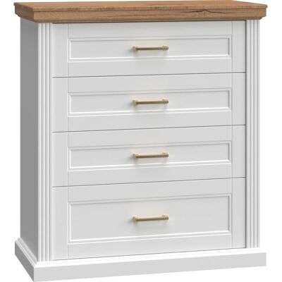 Home Affaire Tara Weiß Matt/Pacific Walnut 4-Drawer Sideboard Home Affaire Tara Weiß Matt/Pacific Walnut 4-Drawer Sideboard