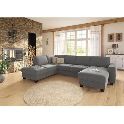 Home Affaire County U-Form Sofa - Mikrofaser, Grau, 7,5 Sitze Home Affaire County U-Form Sofa - Mikrofaser, Grau, 7,5 Sitze