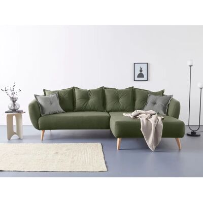 HOME AFFAIRE Baggio L-Form Couch - Grünes Ecksofa mit Kissen HOME AFFAIRE Baggio L-Form Couch - Grünes Ecksofa mit Kissen